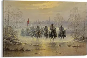 Confederate Army Cavalry Civil War Painting Canvas Wall Art Poster Wall Art Prints Painting for Living Room Bedroom Room Aesthetics Decoration Gift 16x24inch(40x60cm) Frame-style