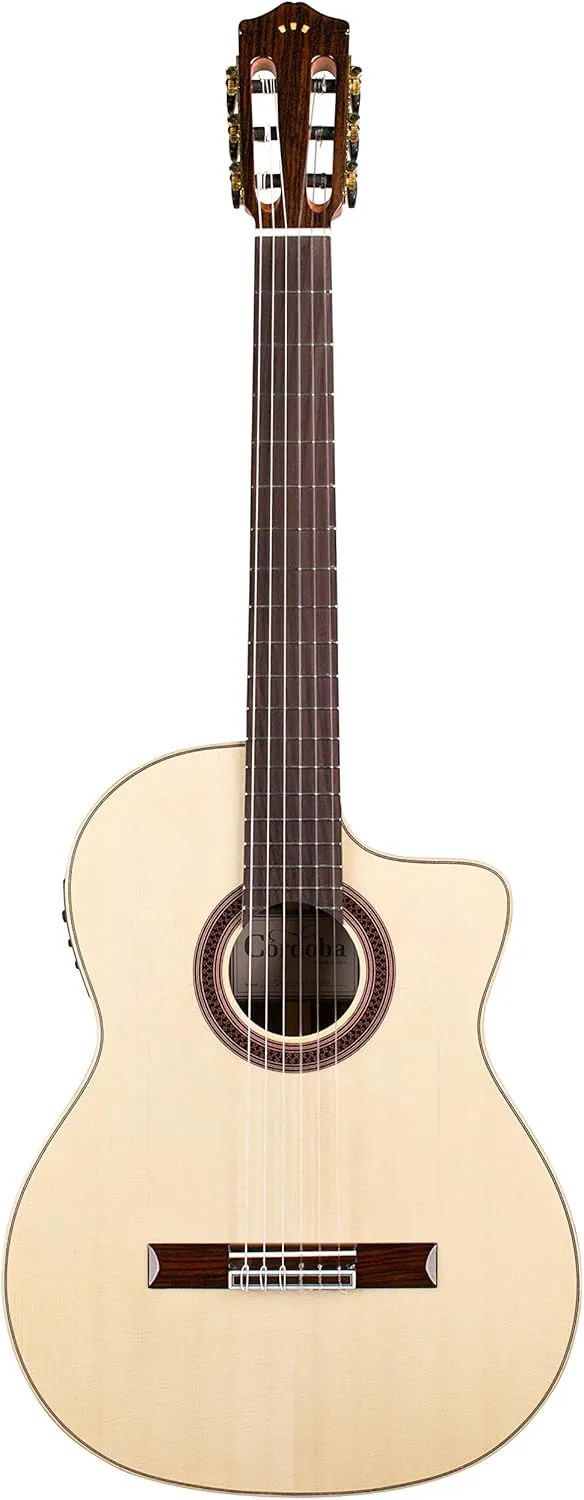 Cordoba GK Studio Negra Cutaway Flamenco Acoustic-Electric Nylon String Guitar, Iberia Series