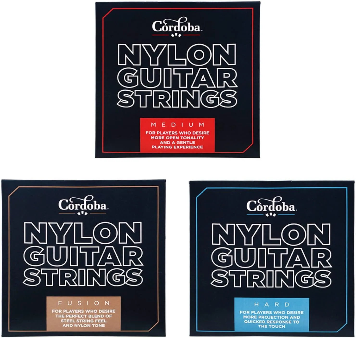 Cordoba Nylon Guitar Strings, Set of 6, Hard Tension, Blue