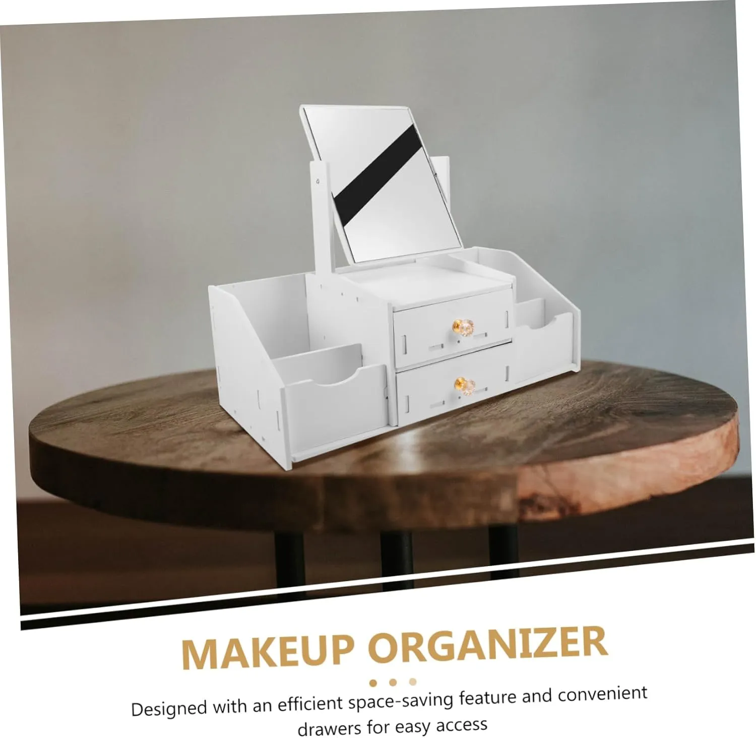 Cosmetic Organizer Drawers and Mirror Makeup Vanity Countertop Makeup Holder