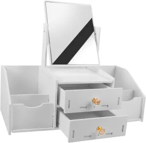 Cosmetic Organizer Drawers and Mirror Makeup Vanity Countertop Makeup Holder