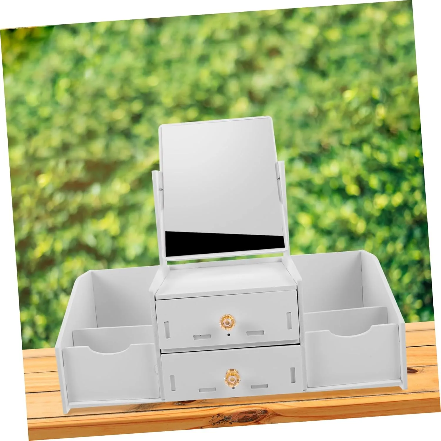 Cosmetic Organizer Drawers and Mirror Makeup Vanity Countertop Makeup Holder