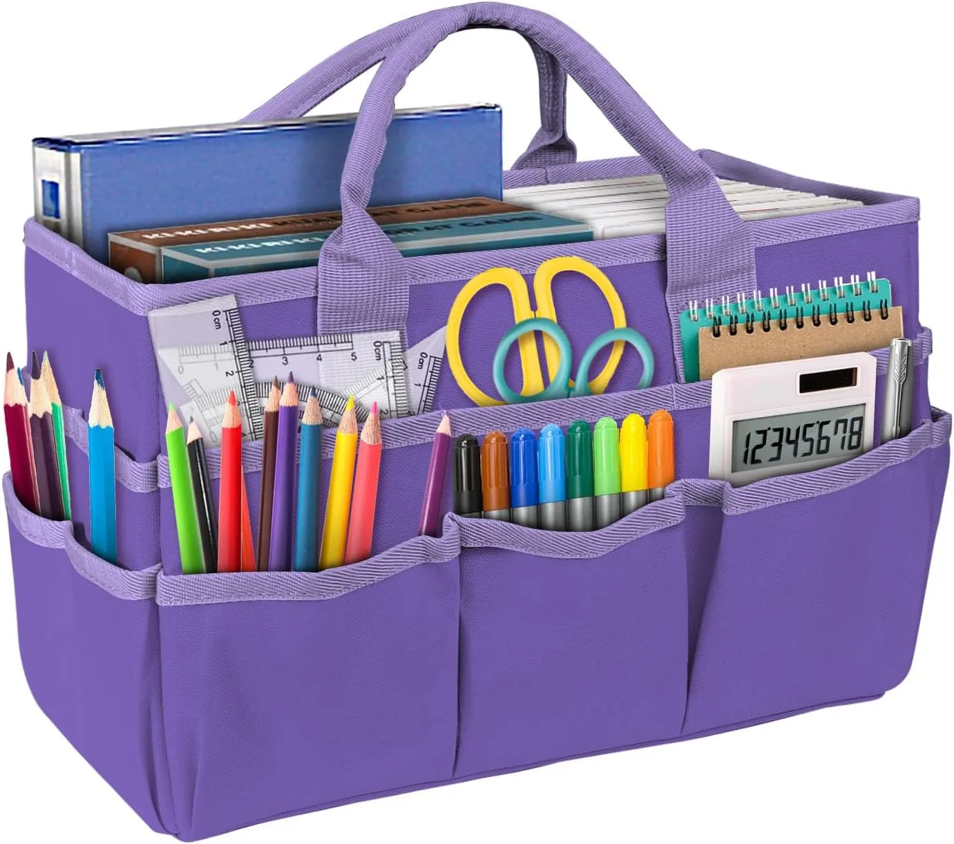 Craft Organizer Tote Bag, Teacher Helper Tote Bag Organization, Craft Bag, Art Organizer Tote Bags, With Multiple Pockets,Art Bags for Supplies for Organizing Artwork, Books, and Stationery, Purple