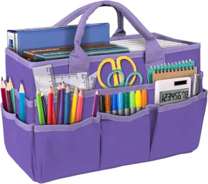 Craft Organizer Tote Bag, Teacher Helper Tote Bag Organization, Craft Bag, Art Organizer Tote Bags, With Multiple Pockets,Art Bags for Supplies for Organizing Artwork, Books, and Stationery, Purple