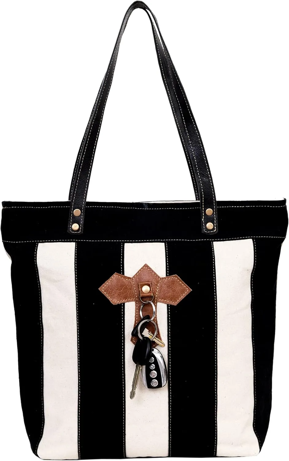 CREATIVE LEATHER ART CLA Upcycled Canvas & Cowhide Tote Bag