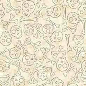 Creepin' It Real by Quilting Treasures STITCHED SKULLS/CREAM