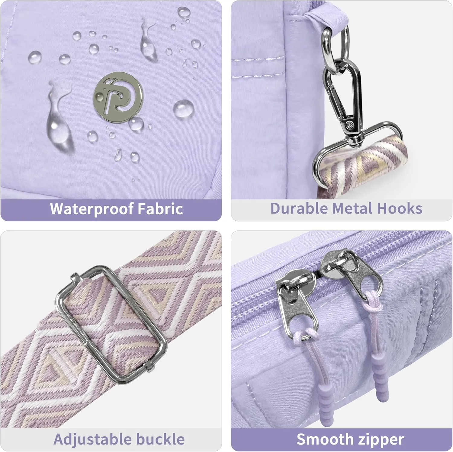 Crossbody Bags for Women, Small Quilted Shoulder Handbag with Adjustable Guitar Strap and Card Slots, Travel Purse