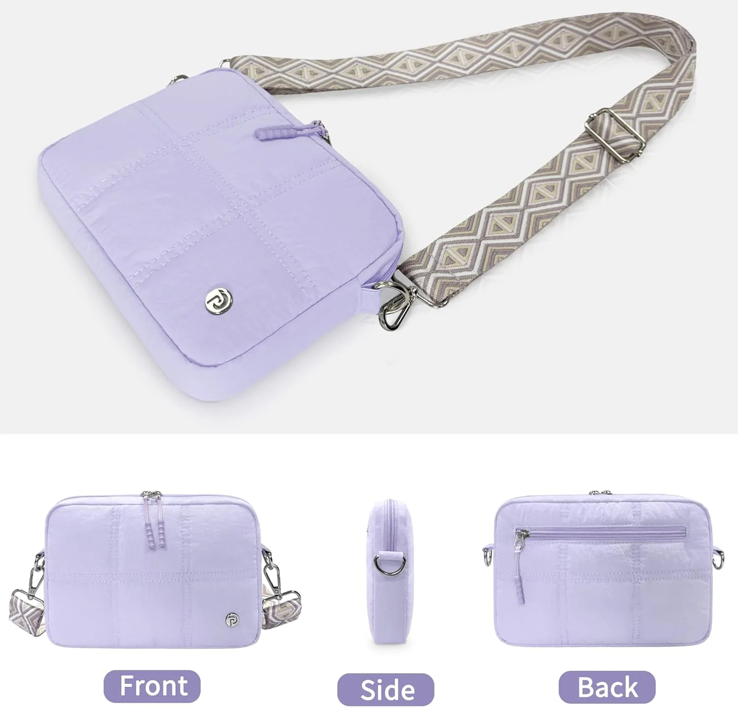 Crossbody Bags for Women, Small Quilted Shoulder Handbag with Adjustable Guitar Strap and Card Slots, Travel Purse