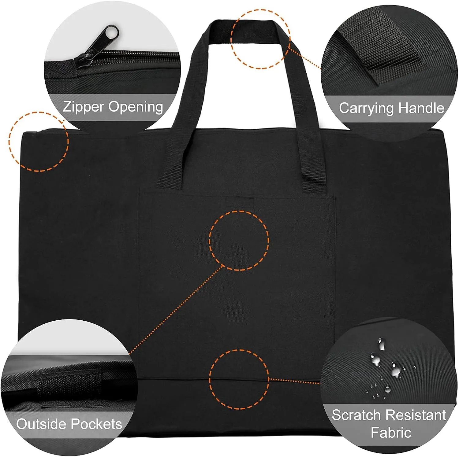 Cupohus Waterproof Art Portfolio Bag 20" x 26" for 18" x 24" Artworks with Outer Pockets and Handle, Student Carrying Storage Bag