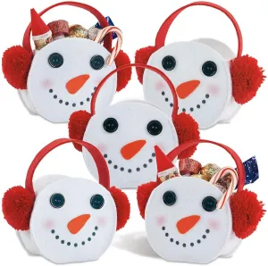 Current Earmuffs Christmas Felt Treat Bags, Set of 5 Gift Bags, 6 3/4" H Small Candy Bags for Children Holiday Parties Teachers Decorations