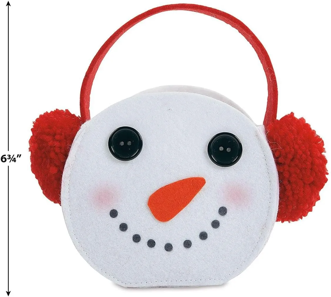 Current Earmuffs Christmas Felt Treat Bags, Set of 5 Gift Bags, 6 3/4" H Small Candy Bags for Children Holiday Parties Teachers Decorations