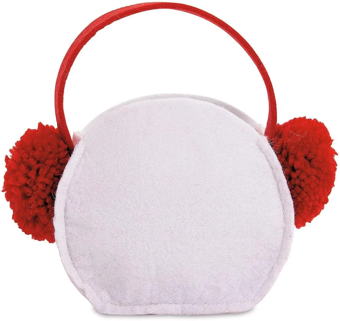 Current Earmuffs Christmas Felt Treat Bags, Set of 5 Gift Bags, 6 3/4" H Small Candy Bags for Children Holiday Parties Teachers Decorations