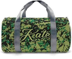 Custom Army Camo Camouflage Duffel Bag with Name Child Kids Adjustable Shoulder Strap Travel Bag for Boys Girls Teens