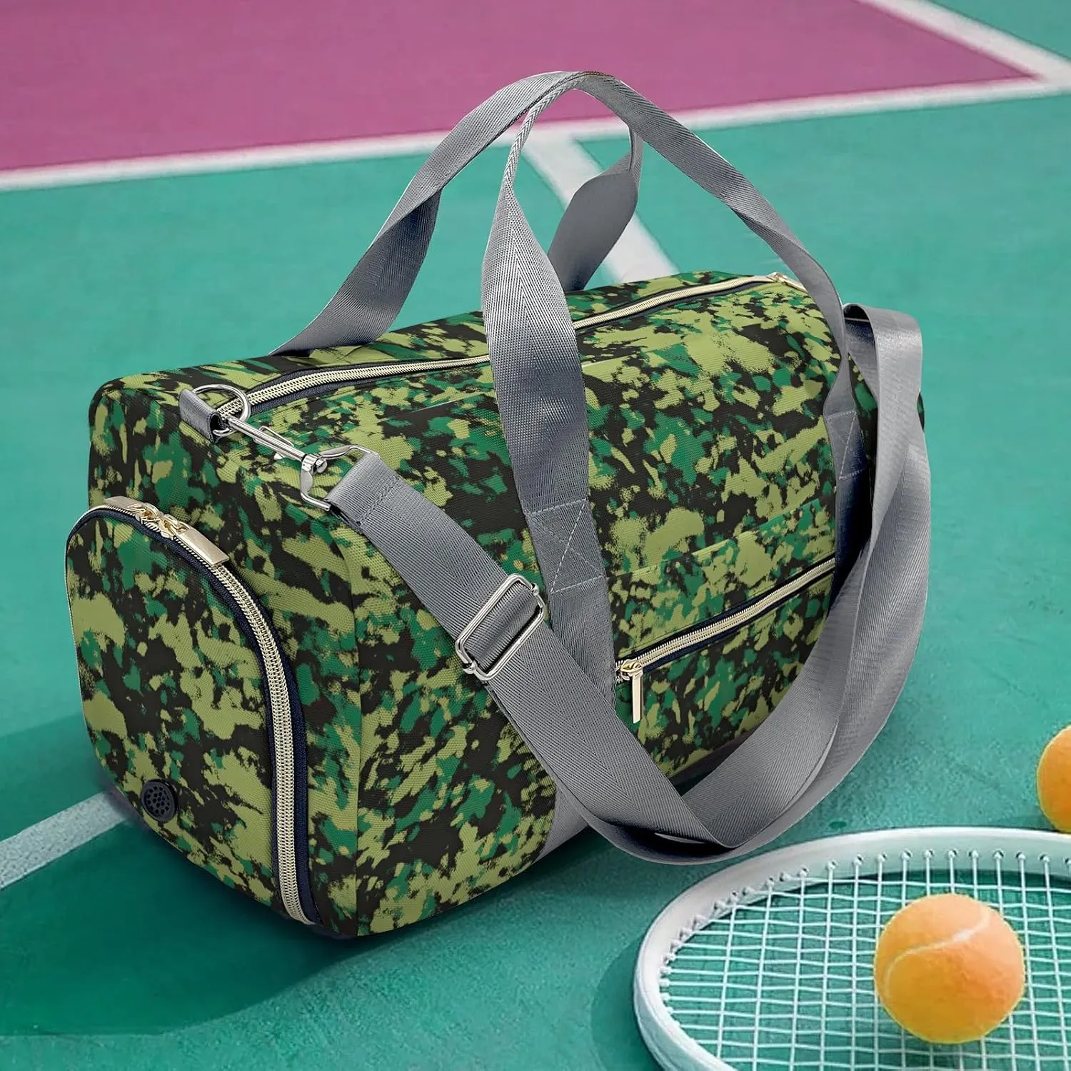 Custom Army Camo Camouflage Duffel Bag with Name Child Kids Adjustable Shoulder Strap Travel Bag for Boys Girls Teens