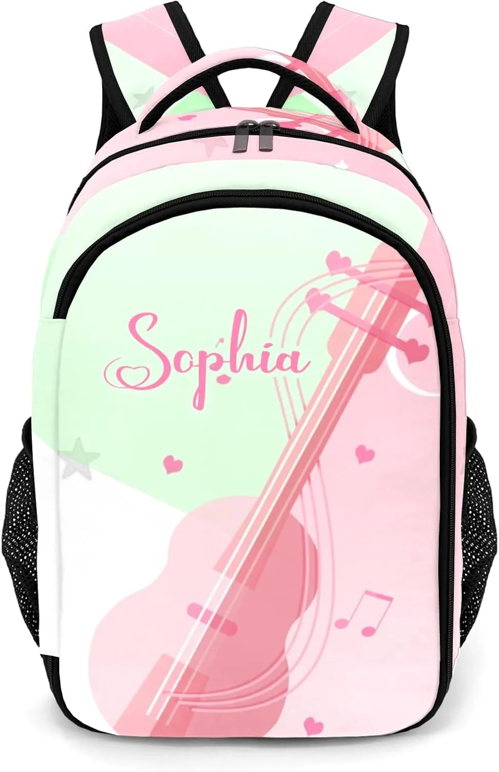 Custom Love Music Guitar Backpack Custom Name Large Capacity Shoulder Bags for Sports Party