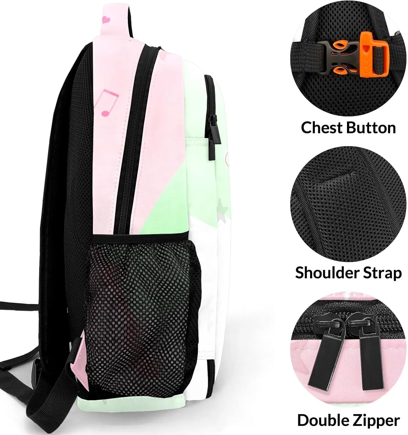Custom Love Music Guitar Backpack Custom Name Large Capacity Shoulder Bags for Sports Party