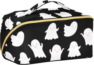 Cute Ghost Travel Makeup Bag Portable Cosmetic Pouch Large Capacity Make up Bag Toiletry Bag with Divider and Handle for Women