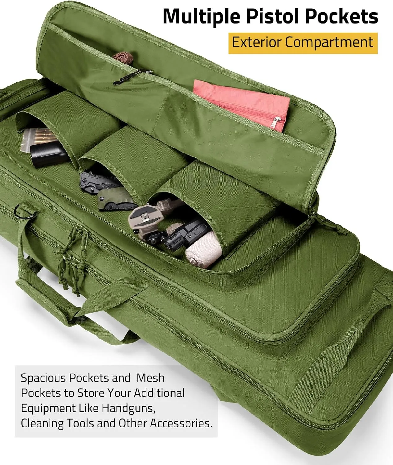 CVLIFE 36" 42" 46'' Soft Rifle Case Triple Layered Double Rifle Bag, Oversized Tactical Long Gun Bag with Lockable Zipper and Backpack Strap, Rifle Backpack Gun Case for Outdoor Hunting Shooting Range