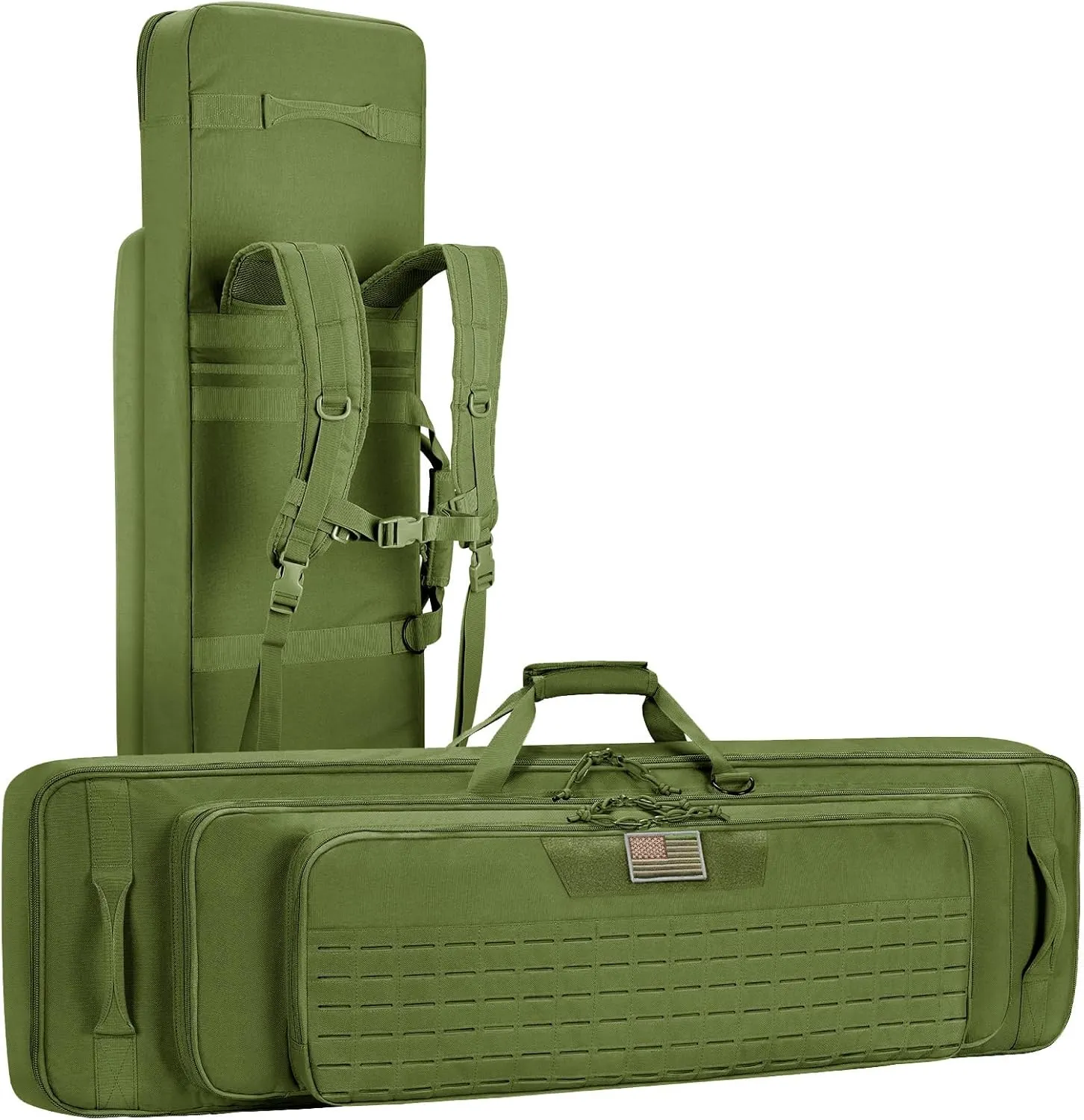 CVLIFE 36" 42" 46'' Soft Rifle Case Triple Layered Double Rifle Bag, Oversized Tactical Long Gun Bag with Lockable Zipper and Backpack Strap, Rifle Backpack Gun Case for Outdoor Hunting Shooting Range
