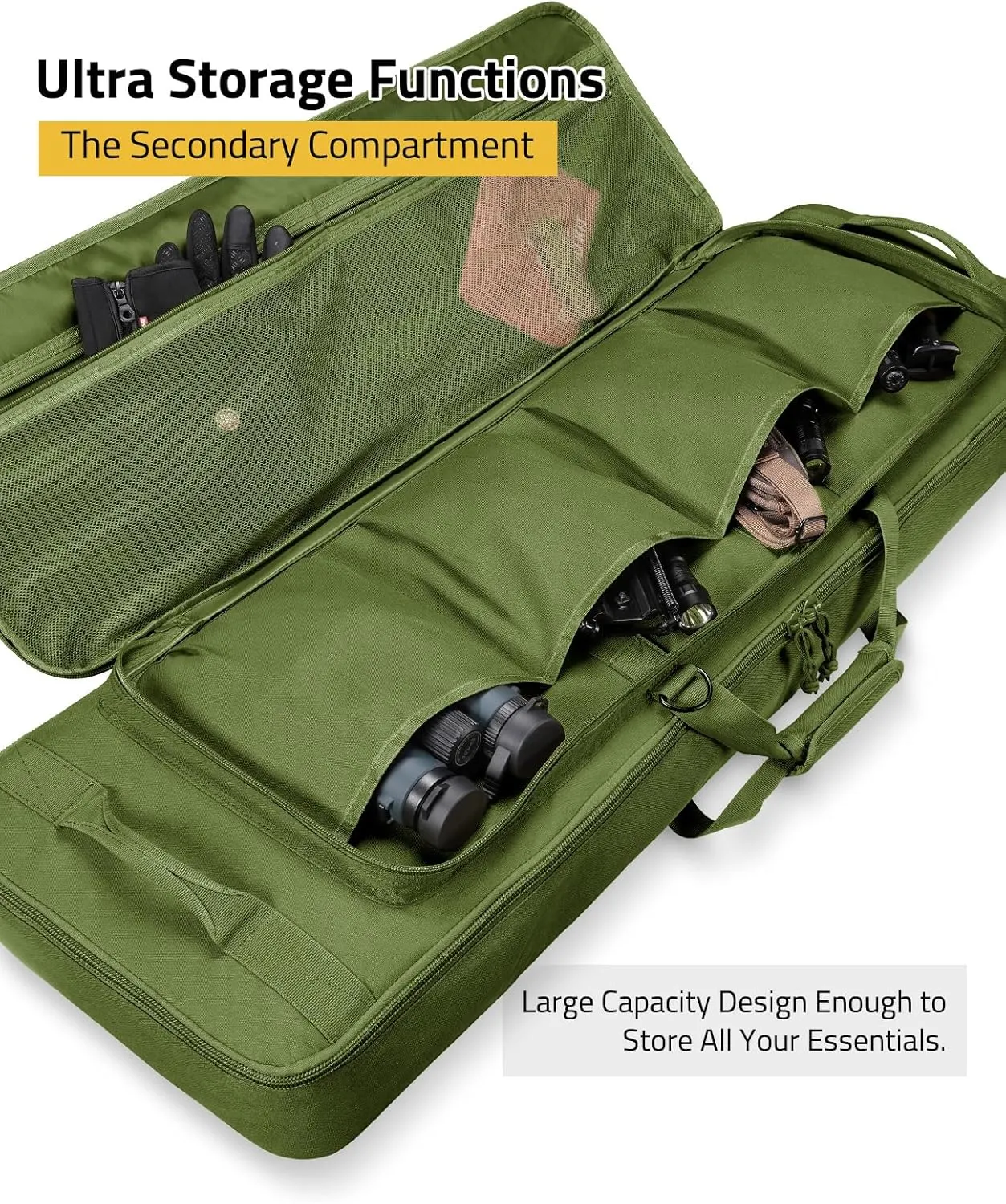 CVLIFE 36" 42" 46'' Soft Rifle Case Triple Layered Double Rifle Bag, Oversized Tactical Long Gun Bag with Lockable Zipper and Backpack Strap, Rifle Backpack Gun Case for Outdoor Hunting Shooting Range