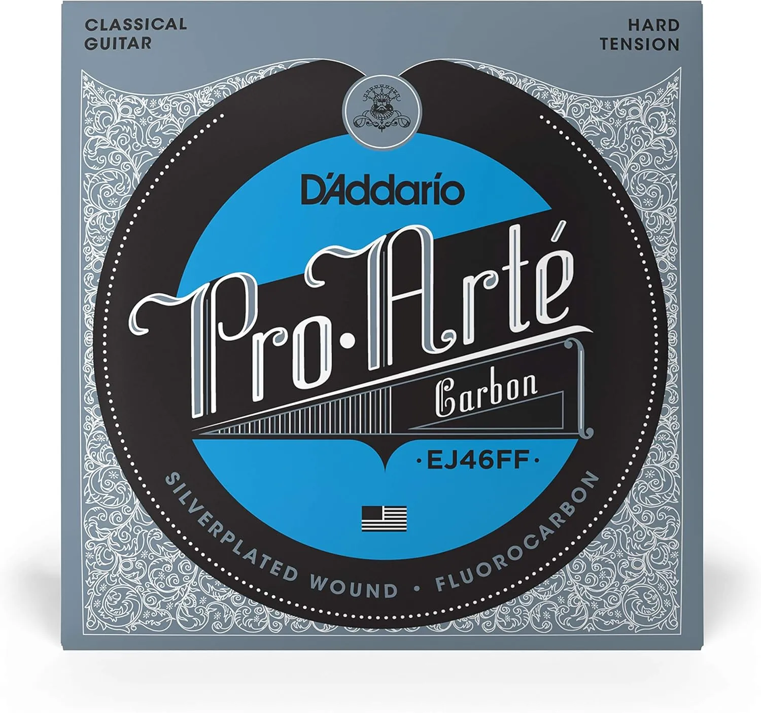 D'Addario Guitar Strings - Pro-Arte Classical Guitar Strings - EJ46FF Carbon Strings - Silver Plated Wrap, Composite Dynacore, Carbon Trebles - Hard Tension