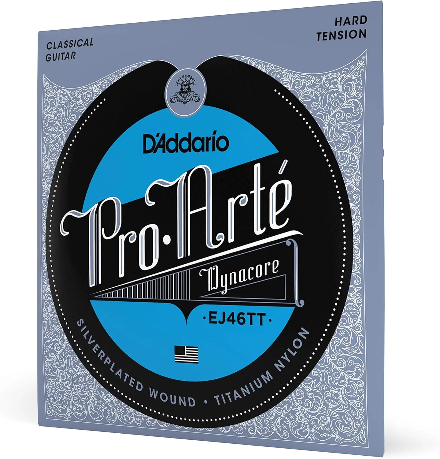 D'Addario Guitar Strings - Pro-Arte Classical Guitar Strings - EJ46TT Dynacore - Silver Plated Wrap, Composite Dynacore, Titanium Nylon Trebles - Hard Tension, 1-Pack
