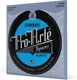 D'Addario Guitar Strings - Pro-Arte Classical Guitar Strings - EJ46TT Dynacore - Silver Plated Wrap, Composite Dynacore, Titanium Nylon Trebles - Hard Tension, 1-Pack