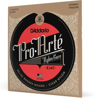D'Addario Guitar Strings - Pro-Arte Classical Guitar Strings - EJ47 - Nylon Guitar Strings - 80/20 Bronze Wound, Nylon Core - Normal Tension