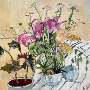 Daisies C-LB337 Acrylic Painting by Lila Bacon 07-2020 24X24