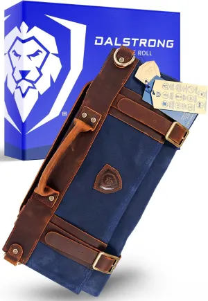 Dalstrong Nomad Knife Wrap Roll - 12oz Waxed Canvas Top Grain Leather Knife Roll Bag- 13 Slots - Interior & Rear Zipper Pockets - Travel Storage with Blade