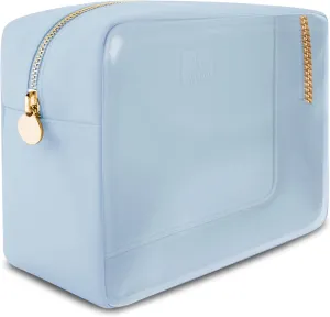 DANCOUR Large Clear Makeup Bag TSA-Approved Travel Cosmetic Pouch Spacious Transparent Toiletry Bag for Women and Girls Waterproof Clear Organizer Case Light Blue