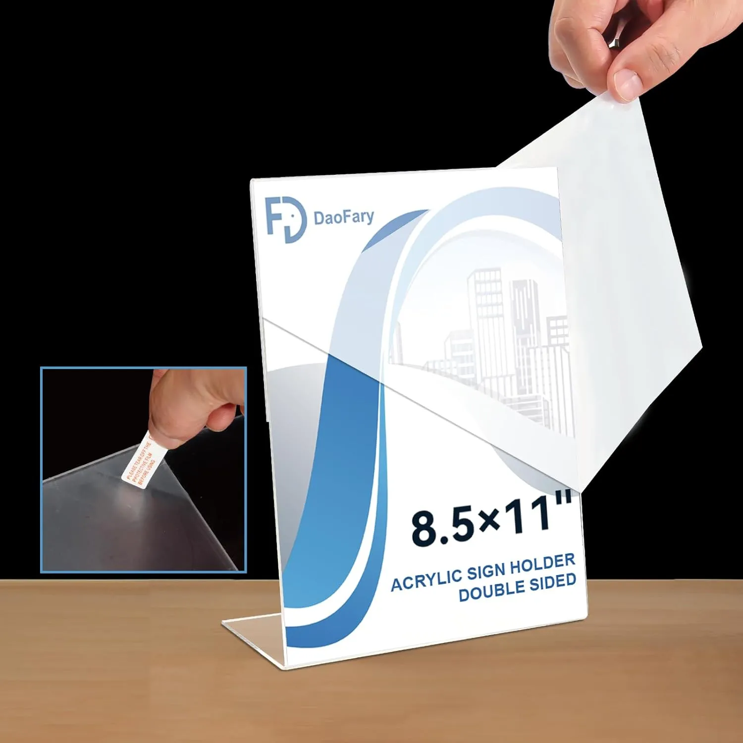 Daofary Acrylic Sign Holder 8.5 x 11, L Shape Slanted Back Clear Sign Holder Plastic Paper Holder Slant Back Sign Holders inches Sign Holder Plastic Display Stand for Office, Store, 16 Pack