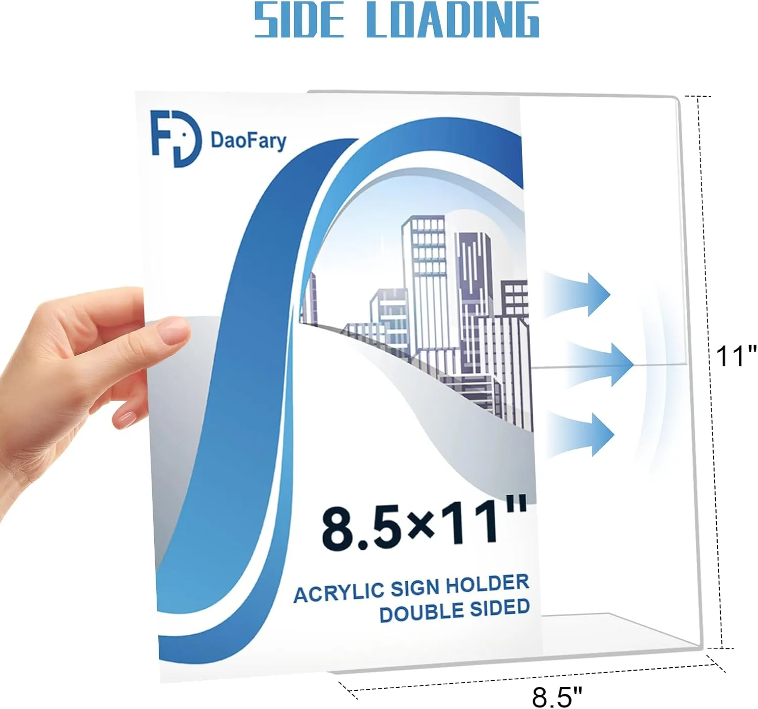 Daofary Acrylic Sign Holder 8.5 x 11, L Shape Slanted Back Clear Sign Holder Plastic Paper Holder Slant Back Sign Holders inches Sign Holder Plastic Display Stand for Office, Store, 16 Pack