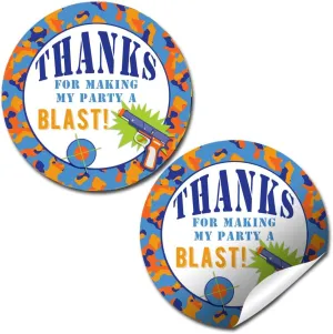 Dart Gun Birthday Party Sticker Labels, 40 2" Party Circle Stickers by AmandaCreation, Great for Party Favors, Envelope Seals & Goodie Bags