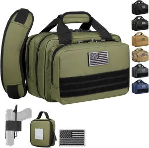DBTAC Gun Case Bag Upgraded Compact | Tactical 3x Pistol Bag Firearm Shooting Case with Lockable Zipper for Shooting Range Outdoor Hunting | Molle Pouch   US Flag Patch   Universal Holster Included