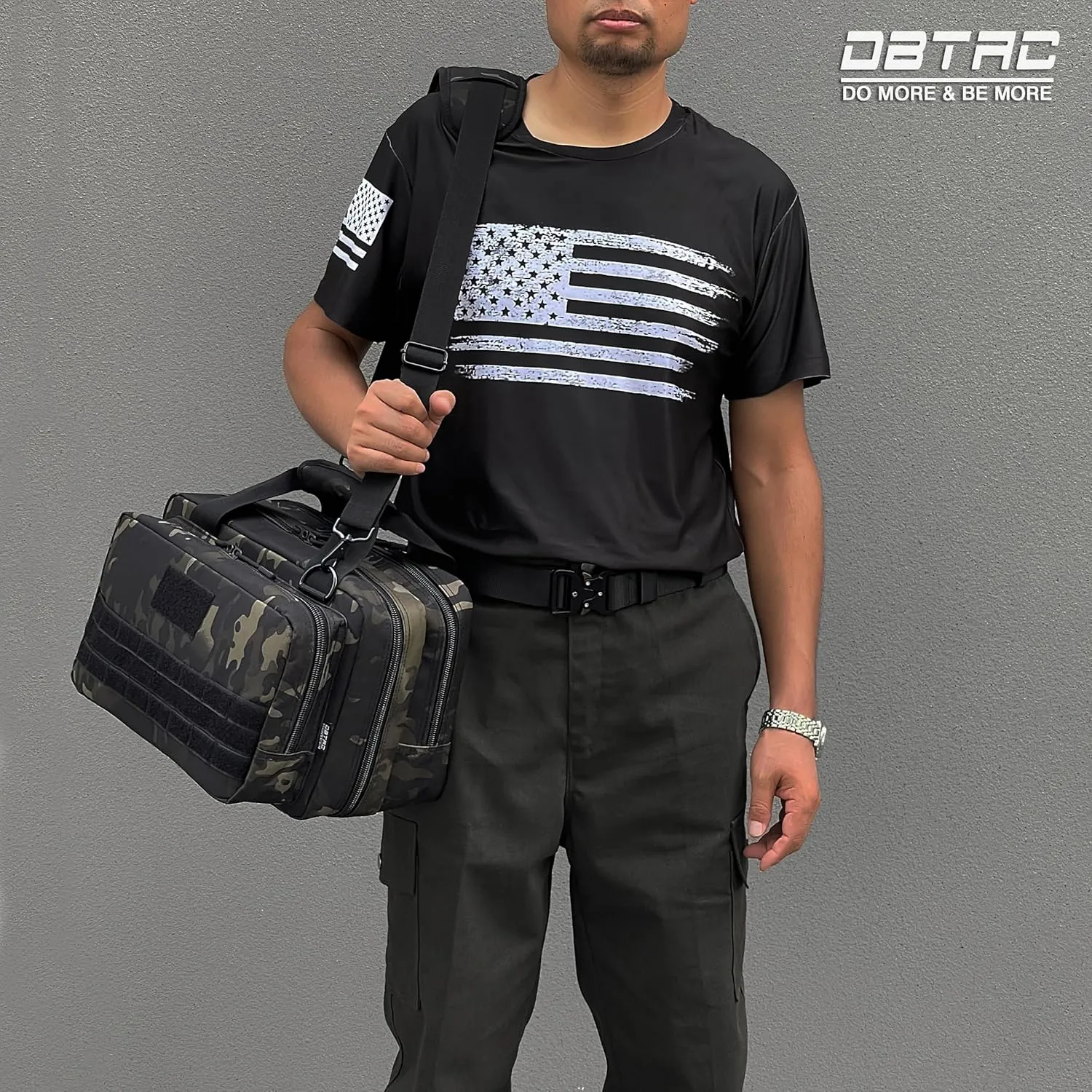 DBTAC Gun Case Bag Upgraded Compact | Tactical 3x Pistol Bag Firearm Shooting Case with Lockable Zipper for Shooting Range Outdoor Hunting | Molle Pouch   US Flag Patch   Universal Holster Included