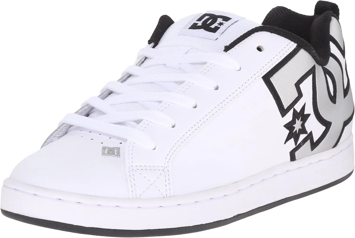 DC Women's Court Graffik Low Top Casual Skate Shoe, White/M Silver, 10