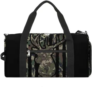Deer Camo Camouflage American Flag Hunting Black A Fitness Bag with Large Storage Space Is Suitable for Portable Outdoor Use