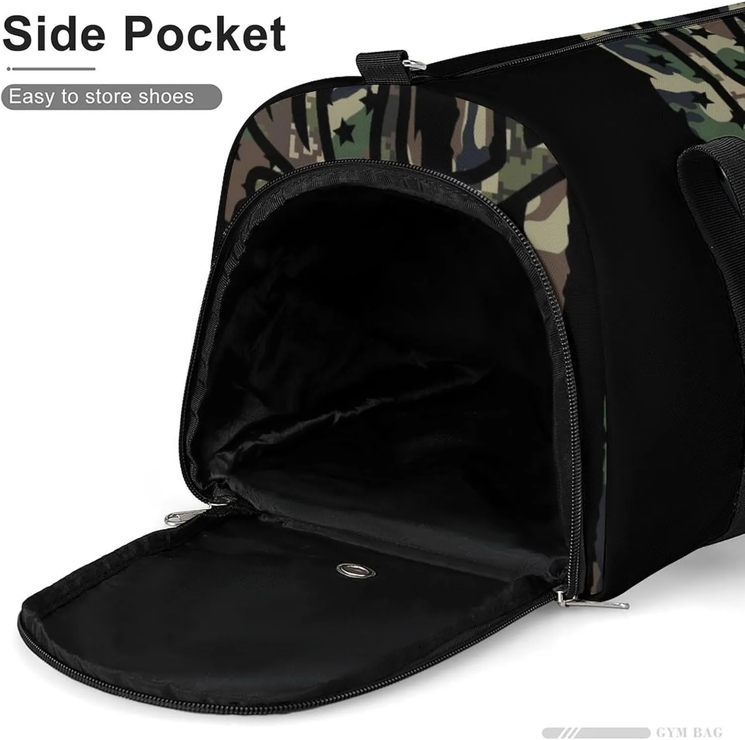 Deer Camo Camouflage American Flag Hunting Black A Fitness Bag with Large Storage Space Is Suitable for Portable Outdoor Use