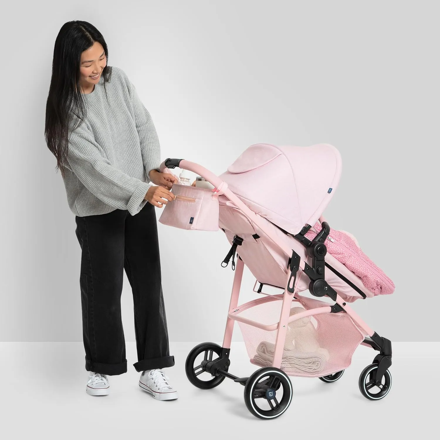 Delta Children babyGap Classic Parent Organizer for Single Stroller - Universal Fit Stroller Caddy - Detachable Stroller Accessory, Pink