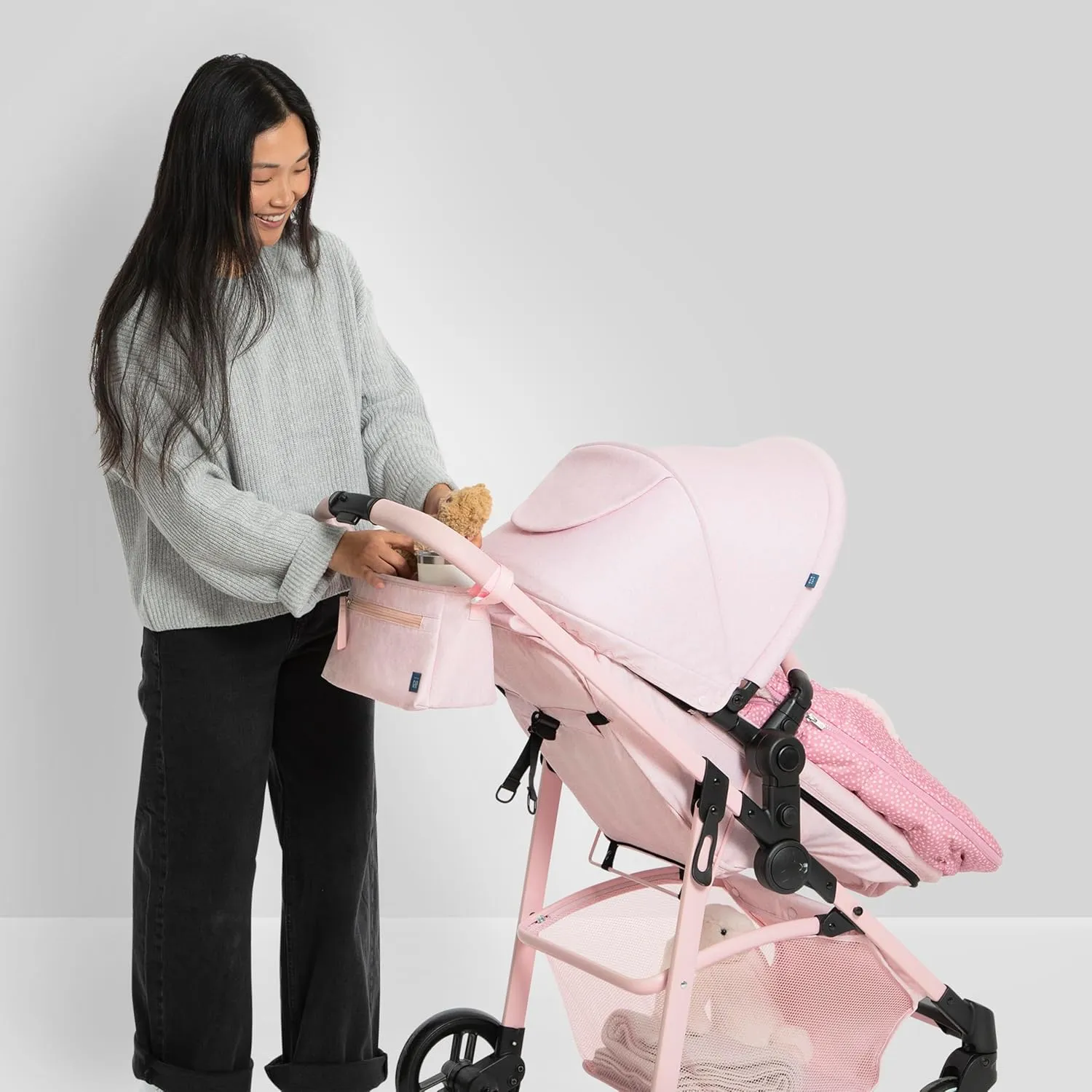 Delta Children babyGap Classic Parent Organizer for Single Stroller - Universal Fit Stroller Caddy - Detachable Stroller Accessory, Pink