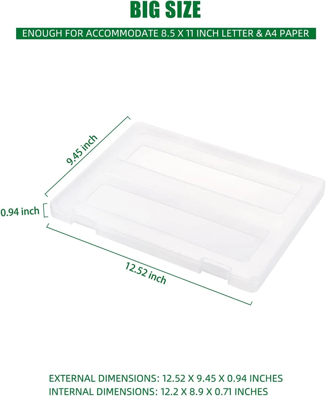 Denkee 4 Pack A4 Paper Organizer Box, Plastic Scrapbook Paper Organizer Containers for Craft and Arts Storage, Portable Board Game Storage for Art Supplies 8.5" x 11" US Letter