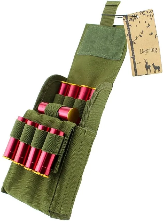 Depring MOLLE Tactical 25 Rounds Shotshell Pouch Holder Compact Foldable Shotgun Reload Ammo Mag Bag Quick Access Shotgun Shell Carrier