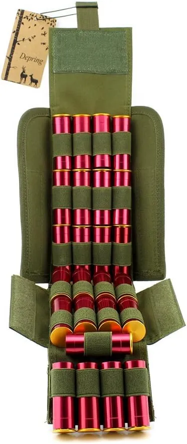 Depring MOLLE Tactical 25 Rounds Shotshell Pouch Holder Compact Foldable Shotgun Reload Ammo Mag Bag Quick Access Shotgun Shell Carrier