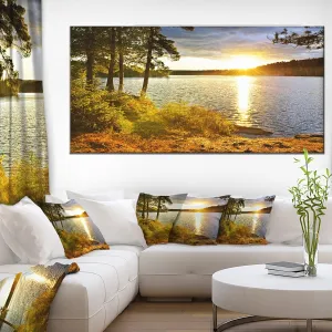 Designart PT14301-60-28 Beautiful View of Sunset Over Lake-Landscape Wall Artwork Canvas, 28 in x 60 in x 2 in