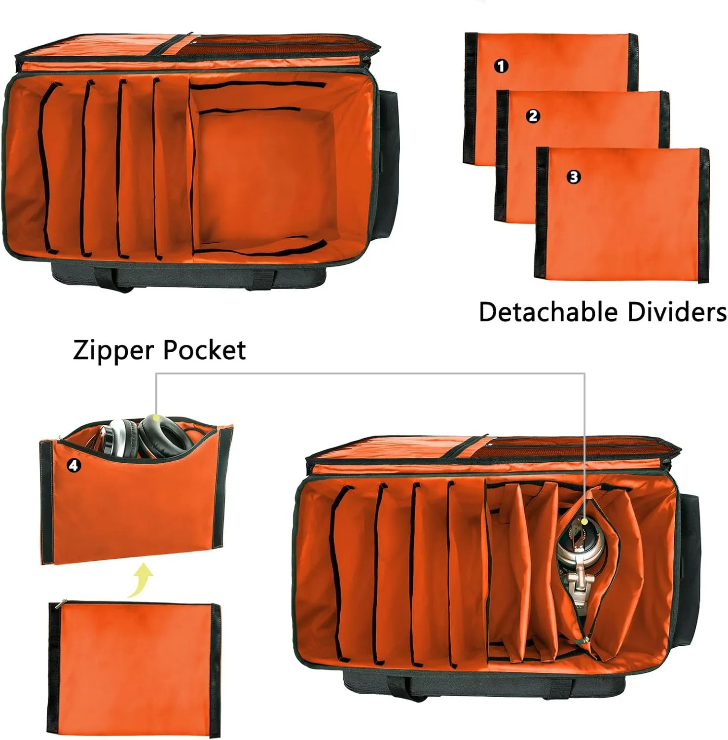 Dj Cable Bag-24 Large Cable File Organizer Case-Travel Gig Bag with Padded Bottom and Dividers for Dj Accessories and Equipment