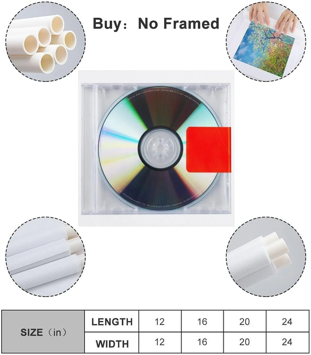 DJCN RBV Kanye West Yeezus Canvas Poster Wall Decorative Art Painting Living Room Bedroom Decoration Gift Unframe-style16x16inch(40x40cm)