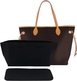 DOIAPUOS Purse Organizer Handbag Insert Fit Neverfull MM Handbags Felt Organizer for Your Designer Bags (Medium,Black)
