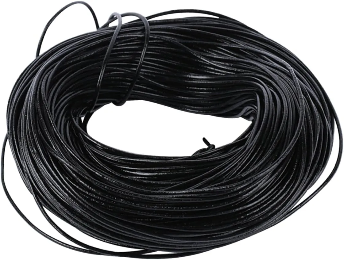 DOITOOL 10 Genuine Round Leather Cord Smooth Black Cowhide for DIY Jewelry Making Bracelets Necklaces for Beading Projects