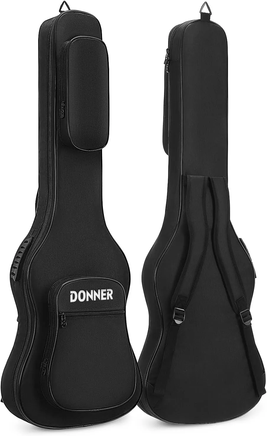 Donner 47 Inch Bass Guitar Case, 0.4 Inch Thick Padding Sponge 600D Ripstop Waterproof Nylon Soft Electric Bass Guitar Gig Bag with 3 Pockets and Back Hanger Loop, Black